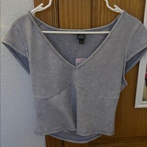 Wild Fable Light Gray Ribbed Crop Top
